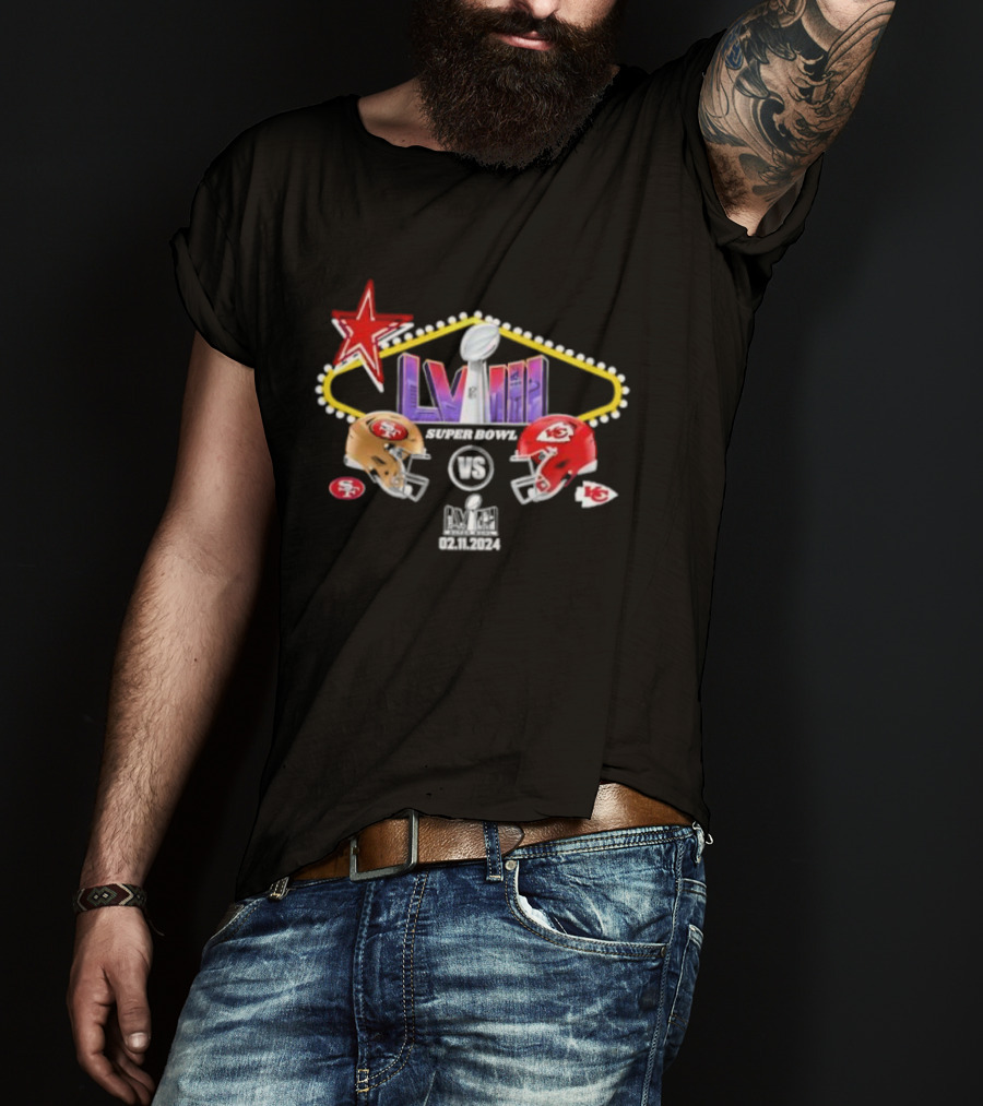 2025 NFL Super Bowl LVIII Chiefs Vs 49ers LVIII February Las Vegas Showdown T-Shirt