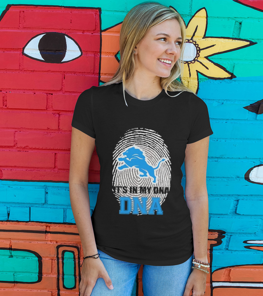 Detroit Lions It's In My DNA Fingerprint Lion Logo T-Shirt