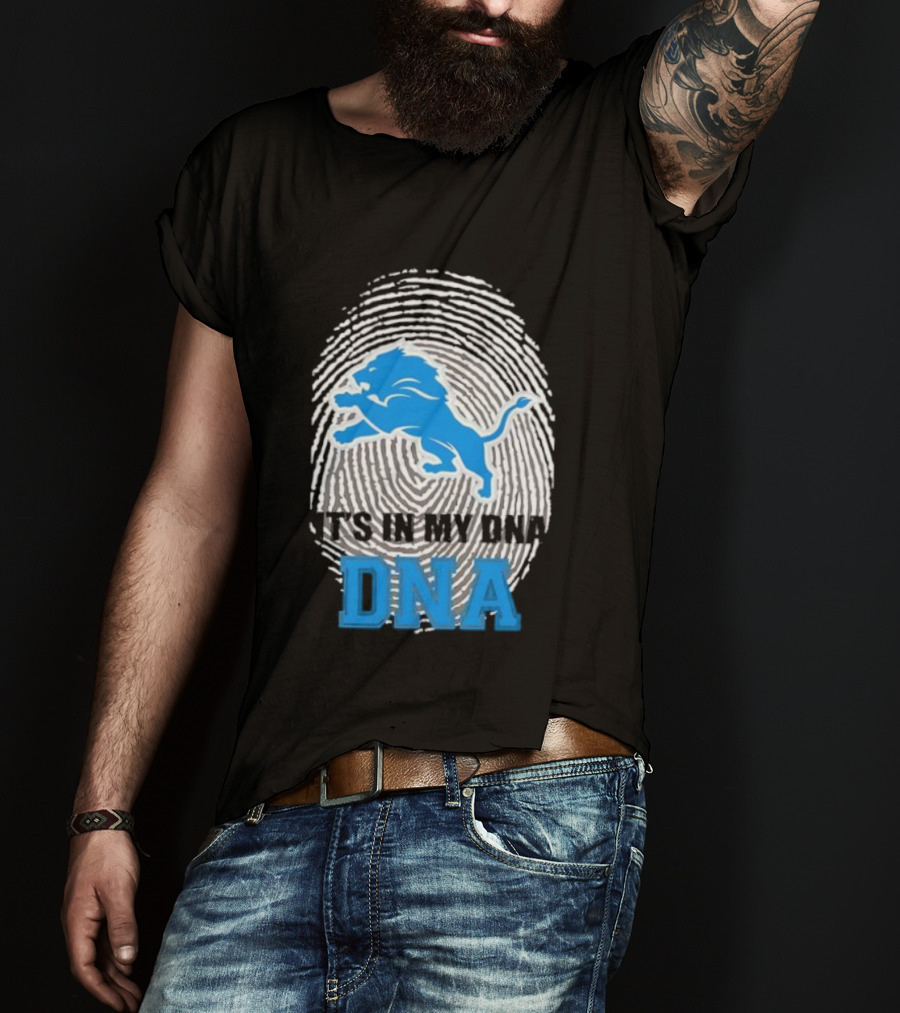 Detroit Lions It's In My DNA Fingerprint Lion Logo T-Shirt