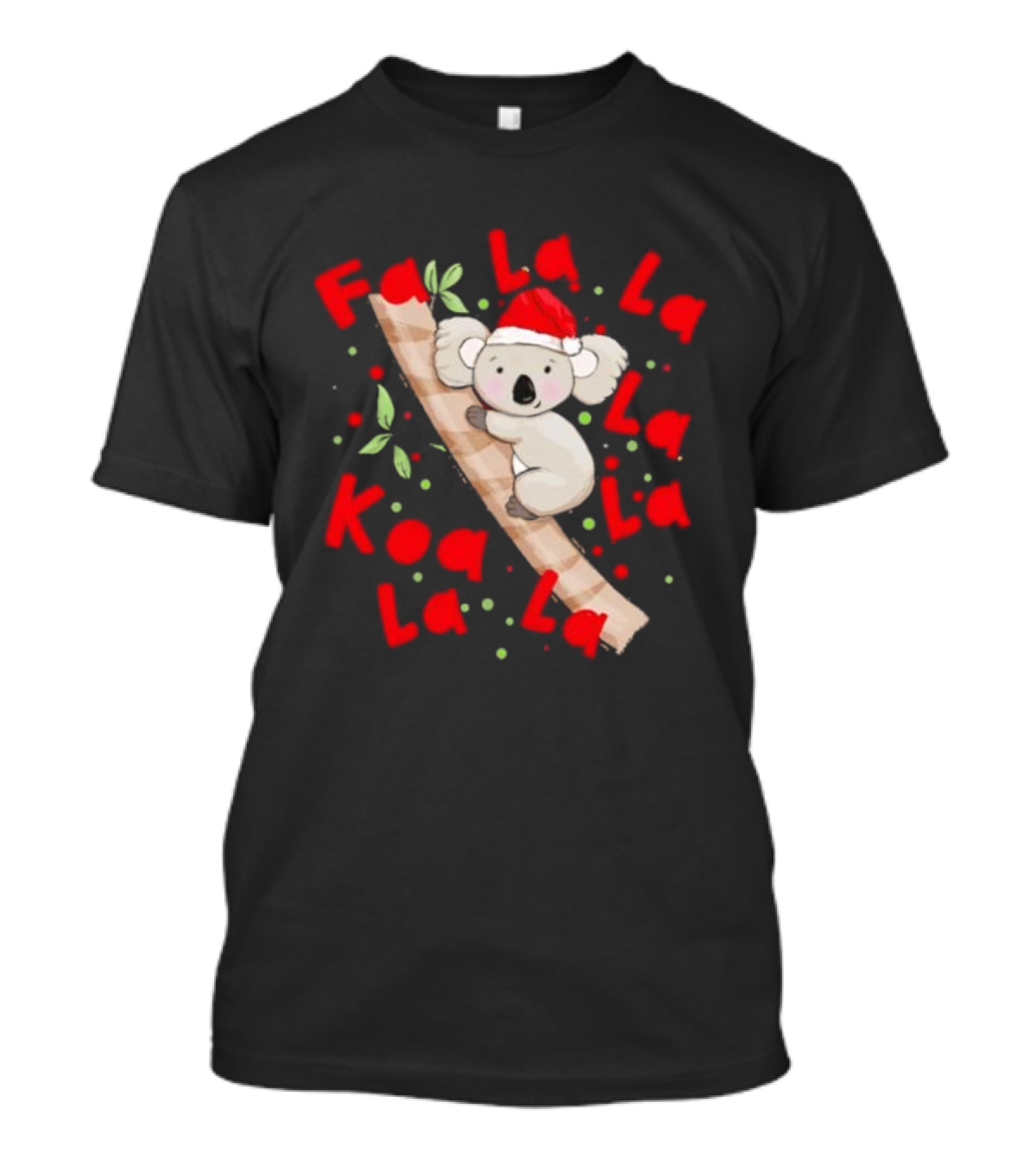 Festive Koala Climbing Candy Cane Santa Hat Christmas Australia T-Shirt