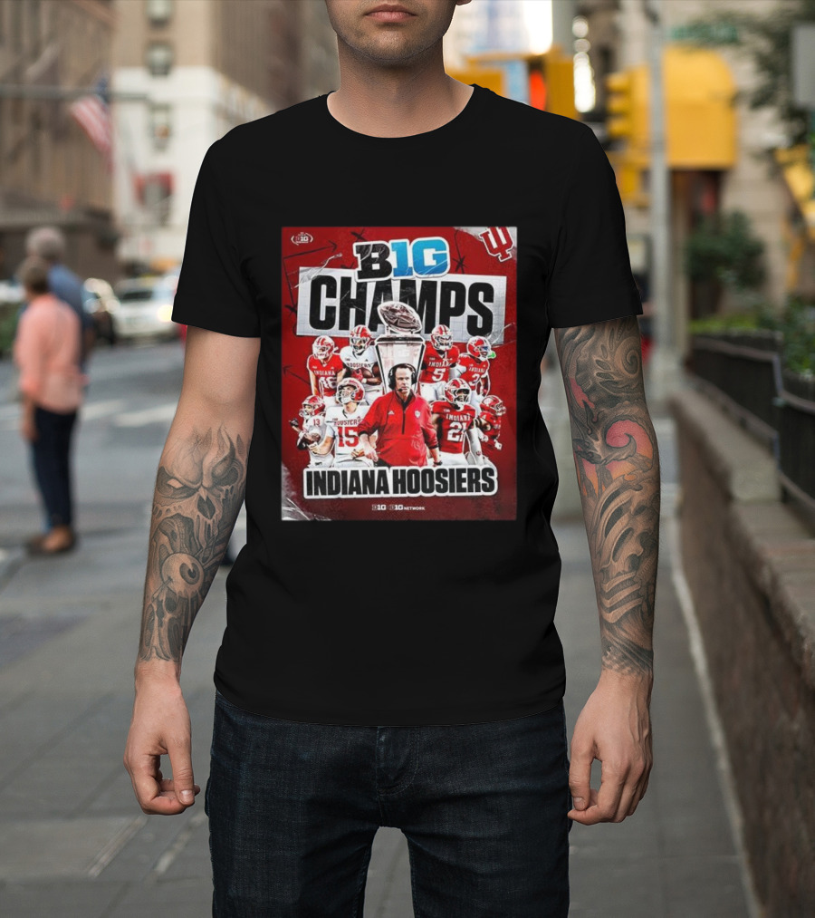 B1G Champs Indiana Hoosiers Football Team 2025 Victory T-Shirt