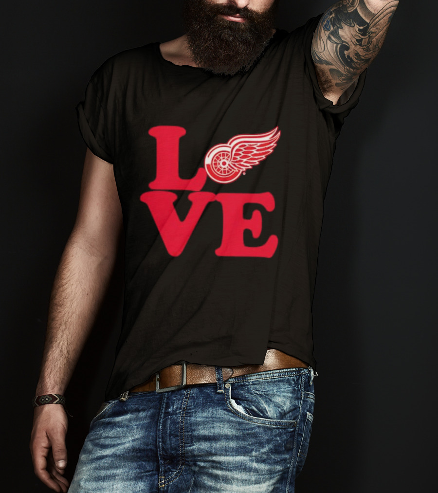 LOVE Detroit Red Wings Red Wings Stylish Iconic Fan Design T-Shirt