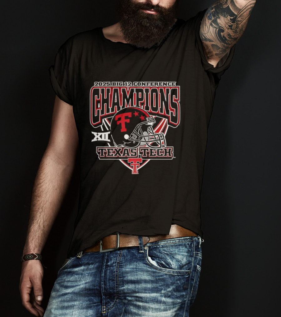 Texas Tech Red Raiders 2025 Big 12 Champions Helmet T-Shirt