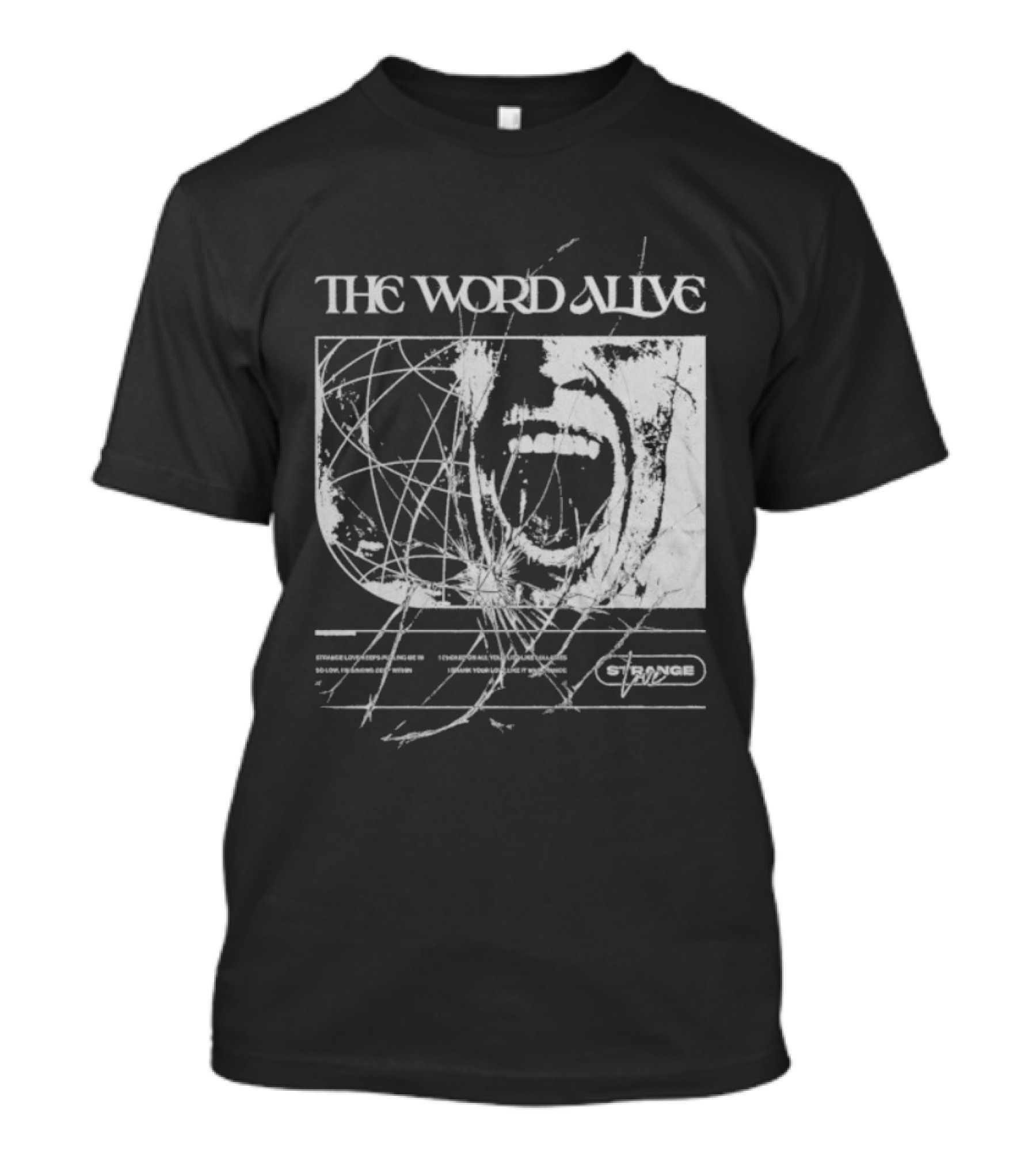 The Word Alive Strange Love Grayscale Mixed Media Art With Scribbles T-Shirt