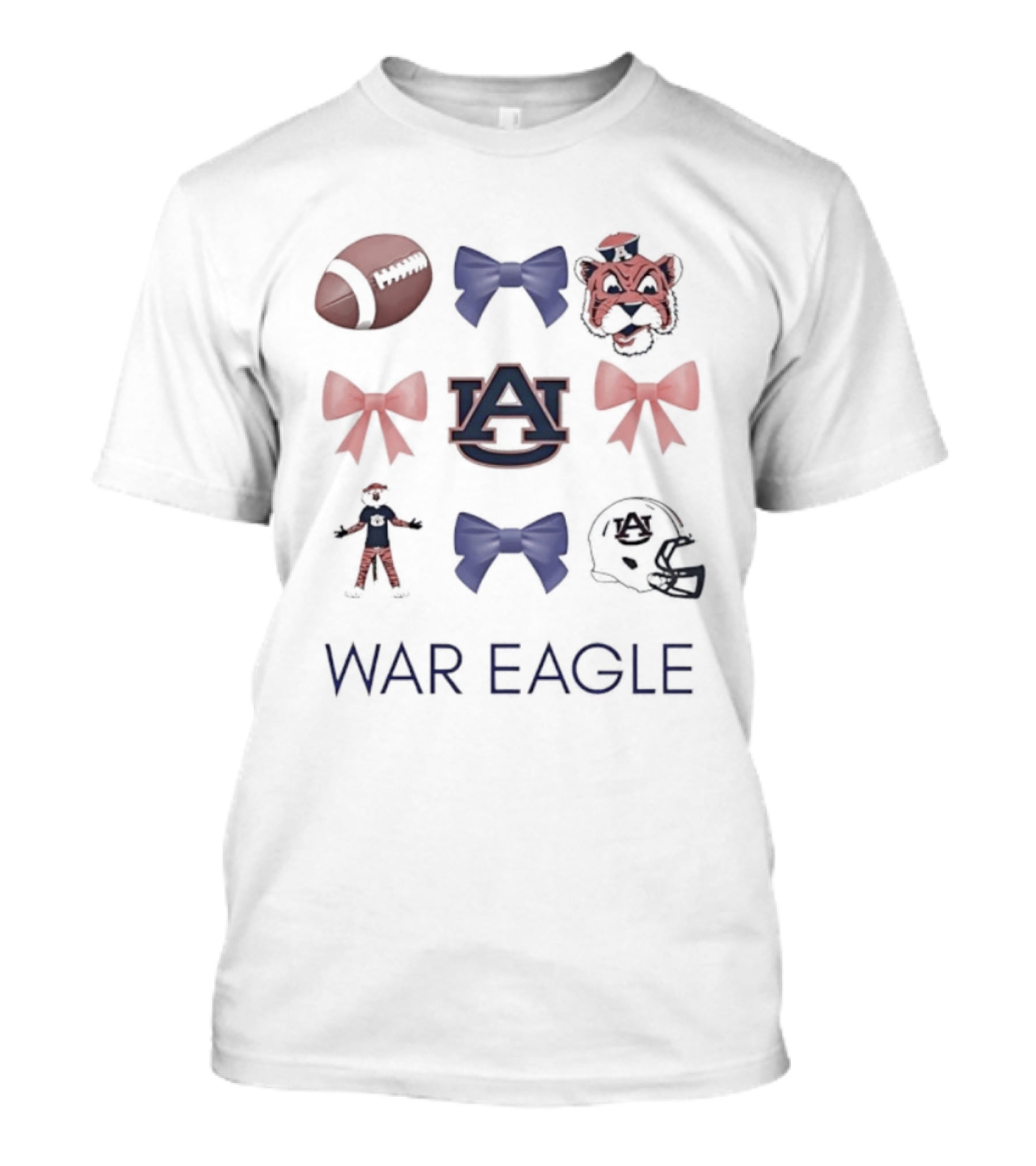 Auburn Tigers War Eagle Bow And Mascot Helmet Football T-Shirt