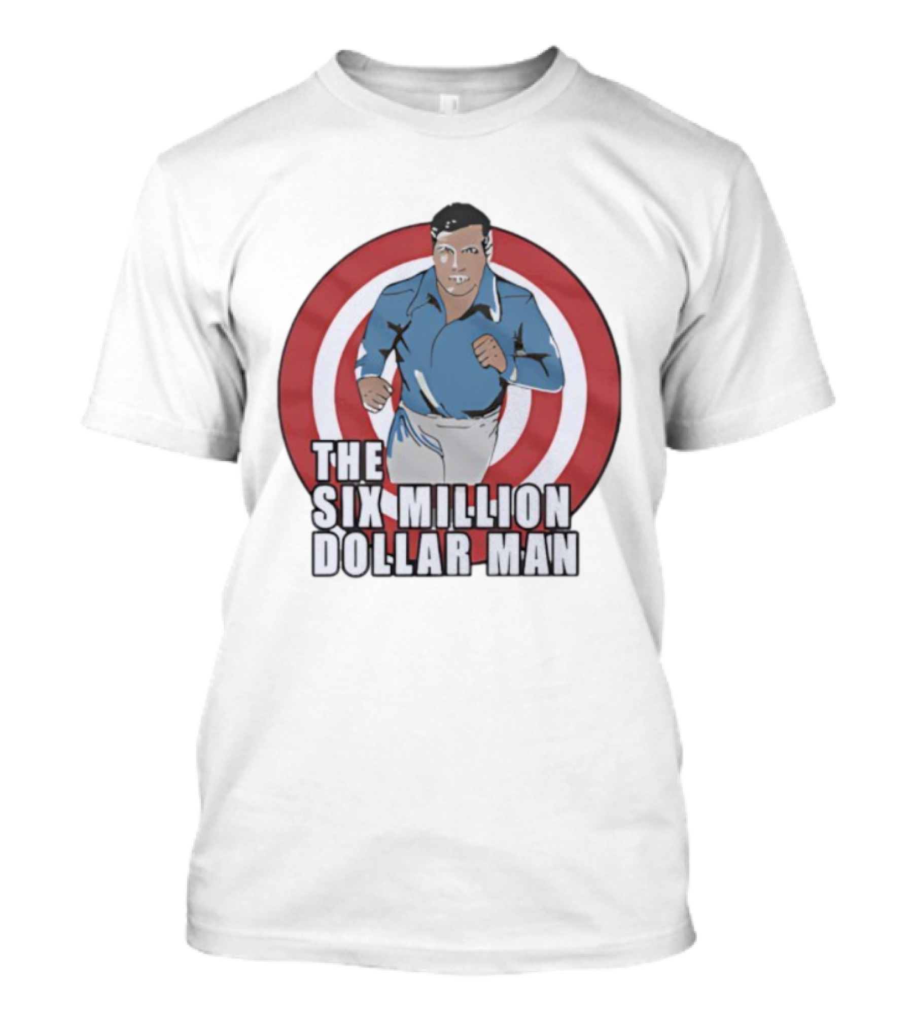 The Six Million Dollar Man Iconic Retro Style Red Target Background T-Shirt