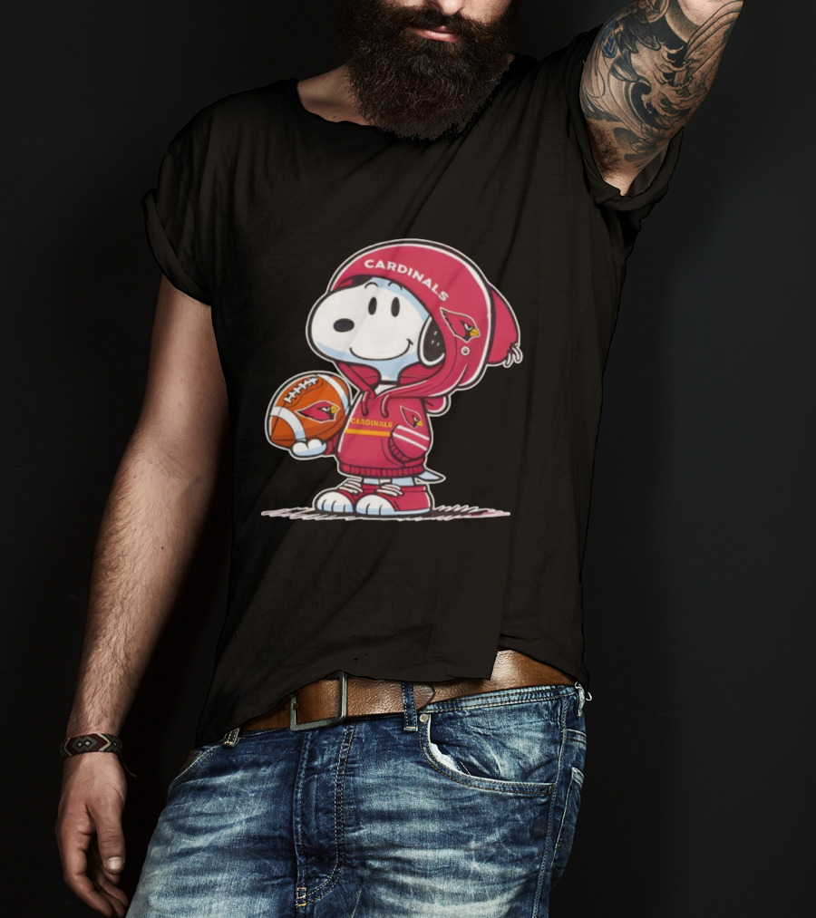 Snoopy Arizona Cardinals Football And Ball T-Shirt
