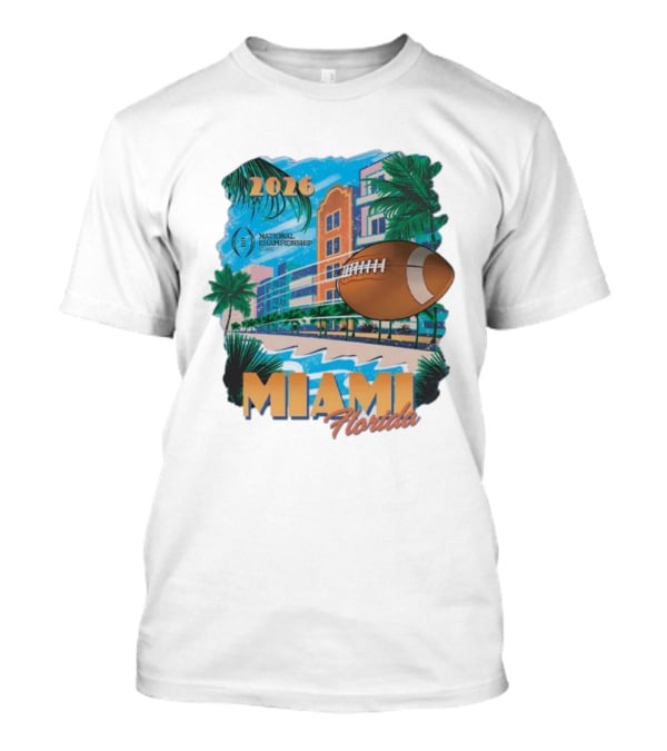 College Football Playoff National Championship 2026 Miami Florida Scenic Palm Trees Football T-Shirt