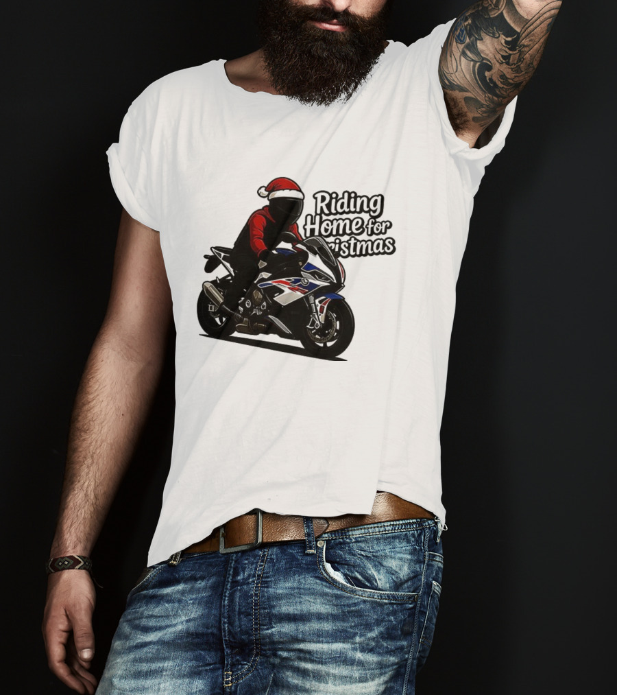 Riding Home For Christmas BMW S1000RR Big Motorbikes T-Shirt