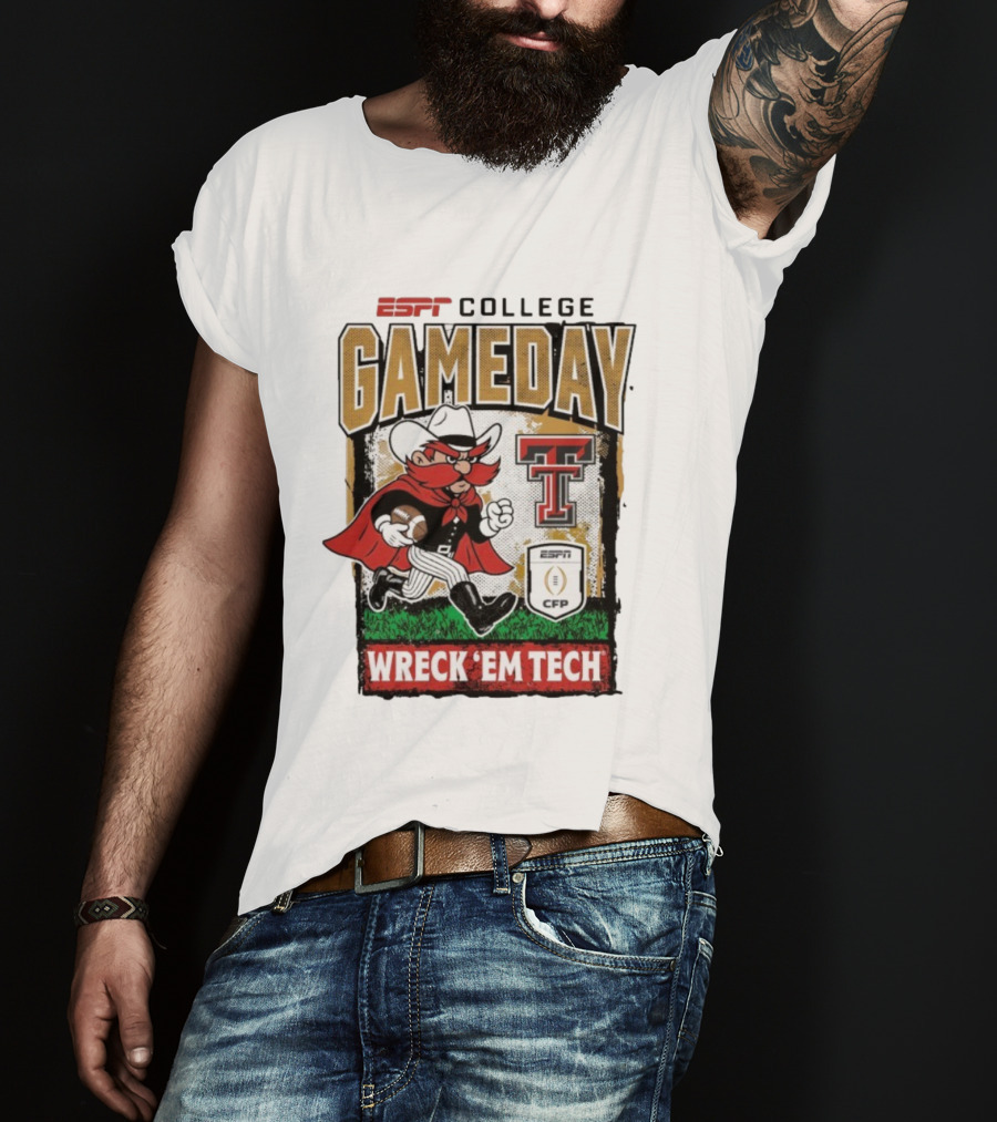 Texas Tech Red Raiders ESPNU College Gameday Wreck 'Em Tech Mascot CFP 2025-2026 T-Shirt