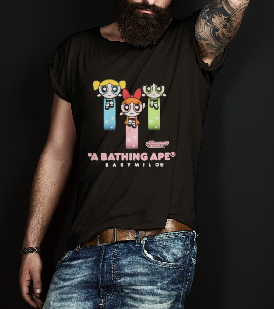A Bathing Ape Baby Milo X Powerpuff Girls Collaboration Bling Stars T-Shirt
