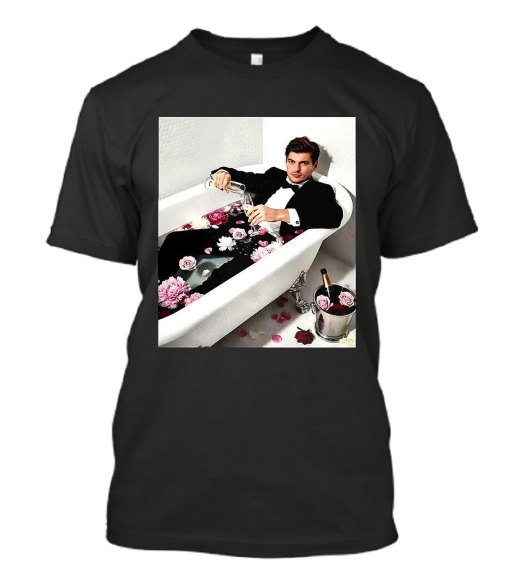 Max Verstappen Oracle Red Bull F1 Elegant Tuxedo Bathtub Roses T-Shirt
