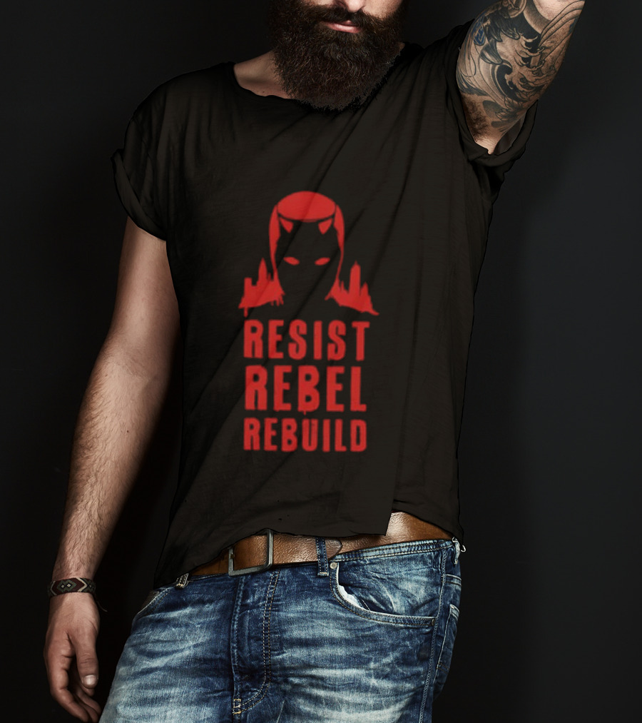Daredevil Resist Rebel Rebuild Heroic Icon Mask Symbol T-Shirt