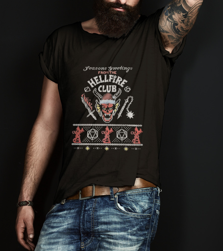 Seasons Greetings From The Hellfire Club Christmas Sweater Style T-Shirt