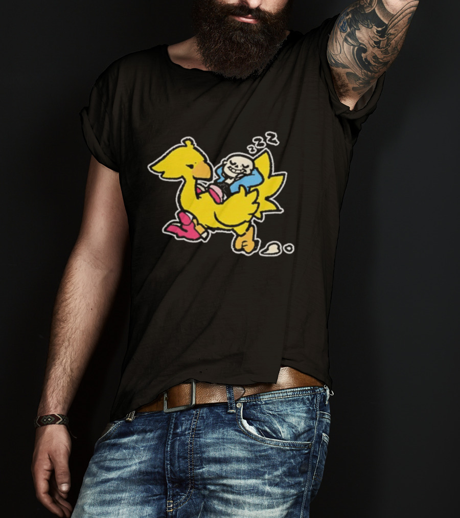Undertale X Square Enix Sans Riding Chocobo Collaboration T-Shirt