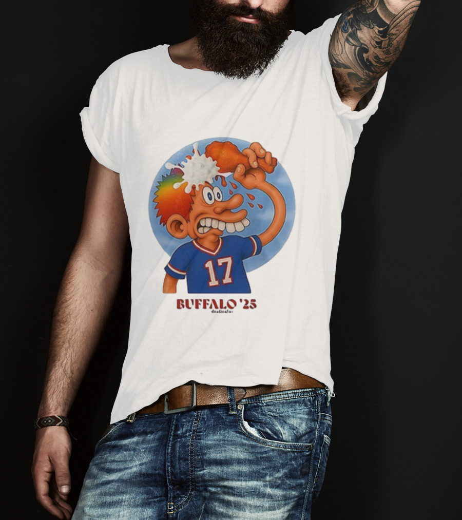 Buffalo Bills Cartoon Character Chicken Wing Helmet 17 Buffalo '25 T-Shirt