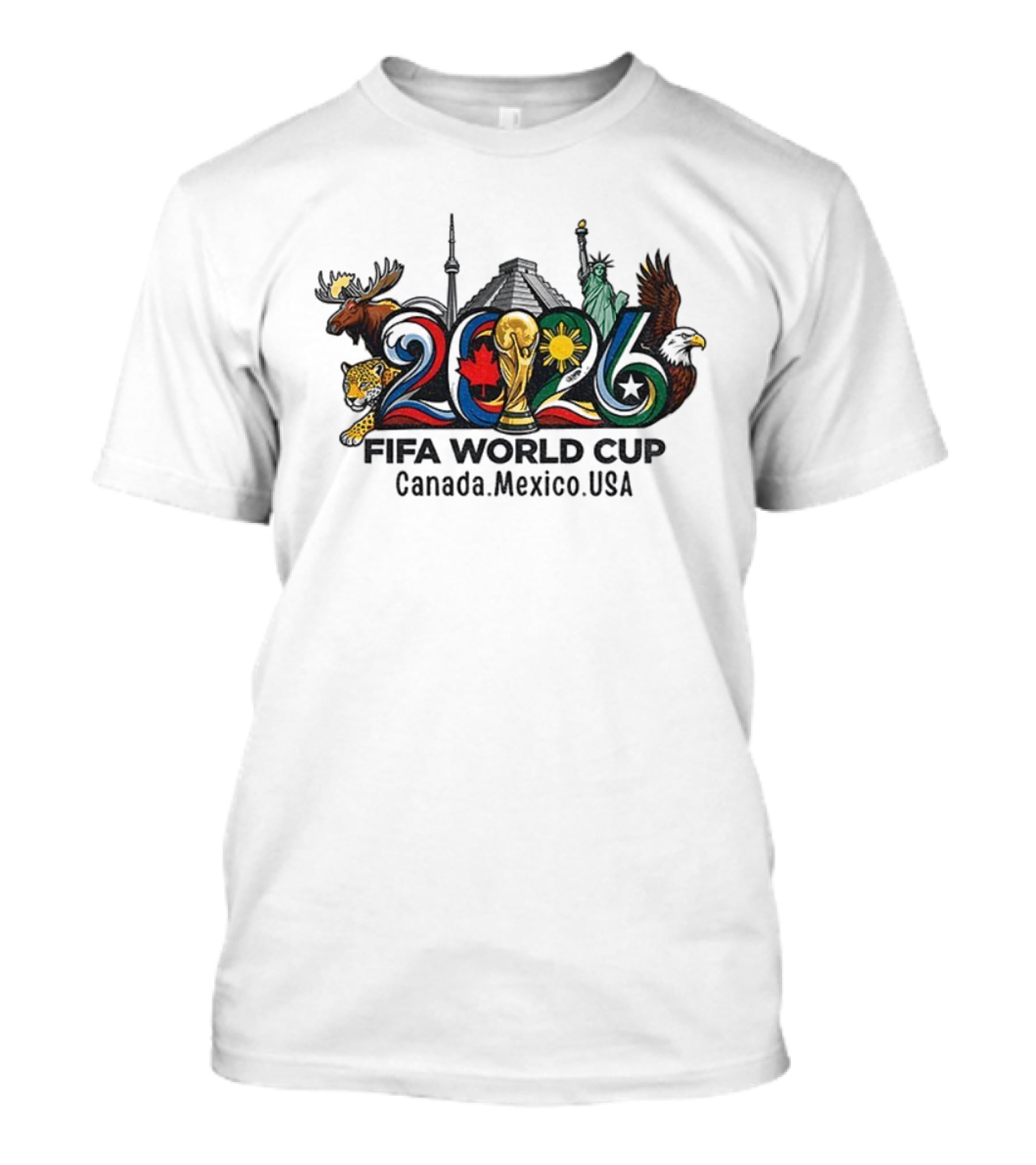 FIFA World Cup 2026 Canada Mexico USA Wildlife Landmarks Icons T-Shirt