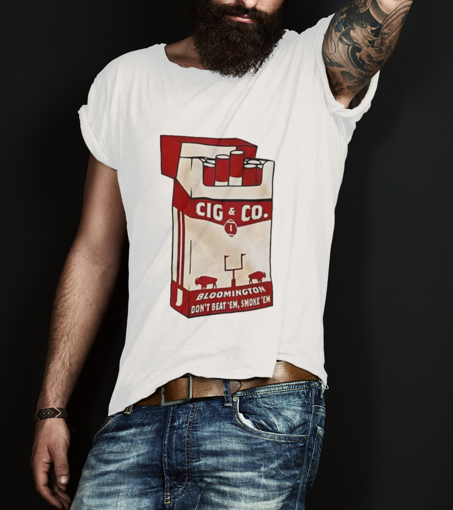 Bloomington Cig & Co Don't Beat 'Em Smoke 'Em Red Pack Football Field Buffalos T-Shirt