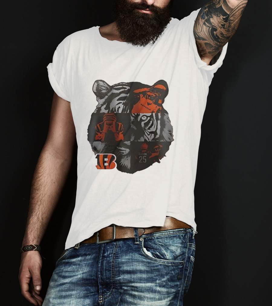 Cincinnati Bengals Season 25 Tiger B Emblem T-Shirt