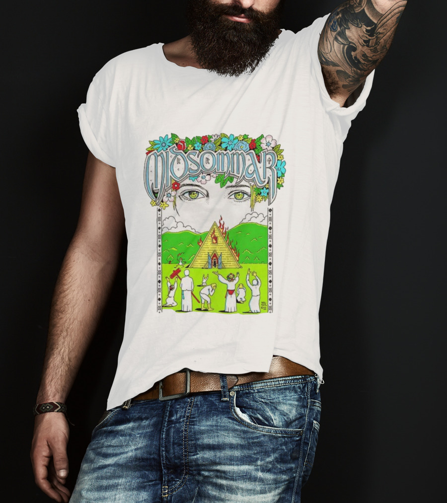 Midsommar Eyes Pyramid Fire Ceremony Illustration T-Shirt