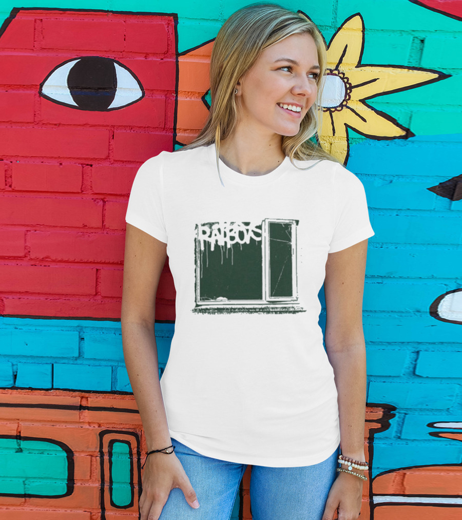 Ratboys Beige Cracked Window Dark Green T-Shirt