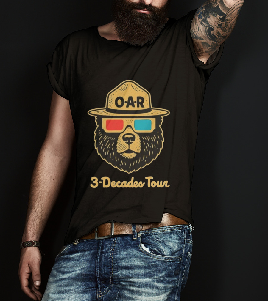 OAR Of A Revolution 3 Decades Tour Bear With Hat And 3D Glasses 2025 2026 T-Shirt
