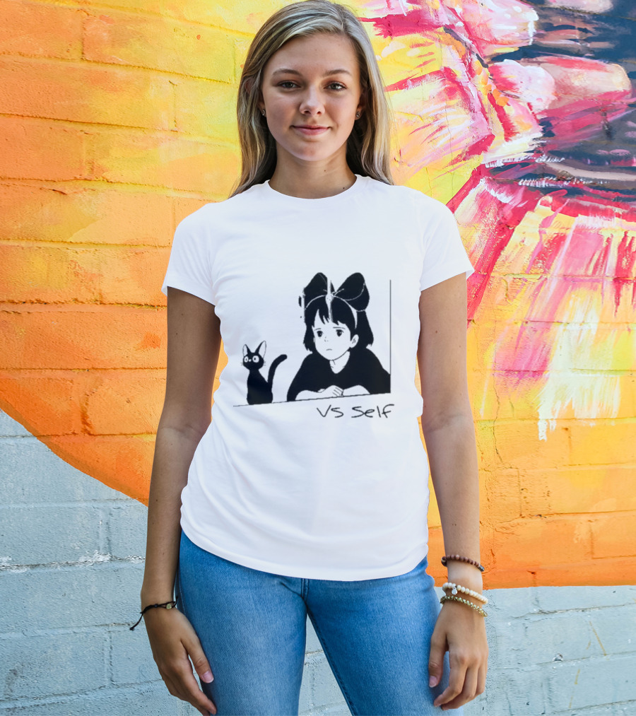Vs Self Cat Girl Anime Style Bow Figure With Cat T-Shirt