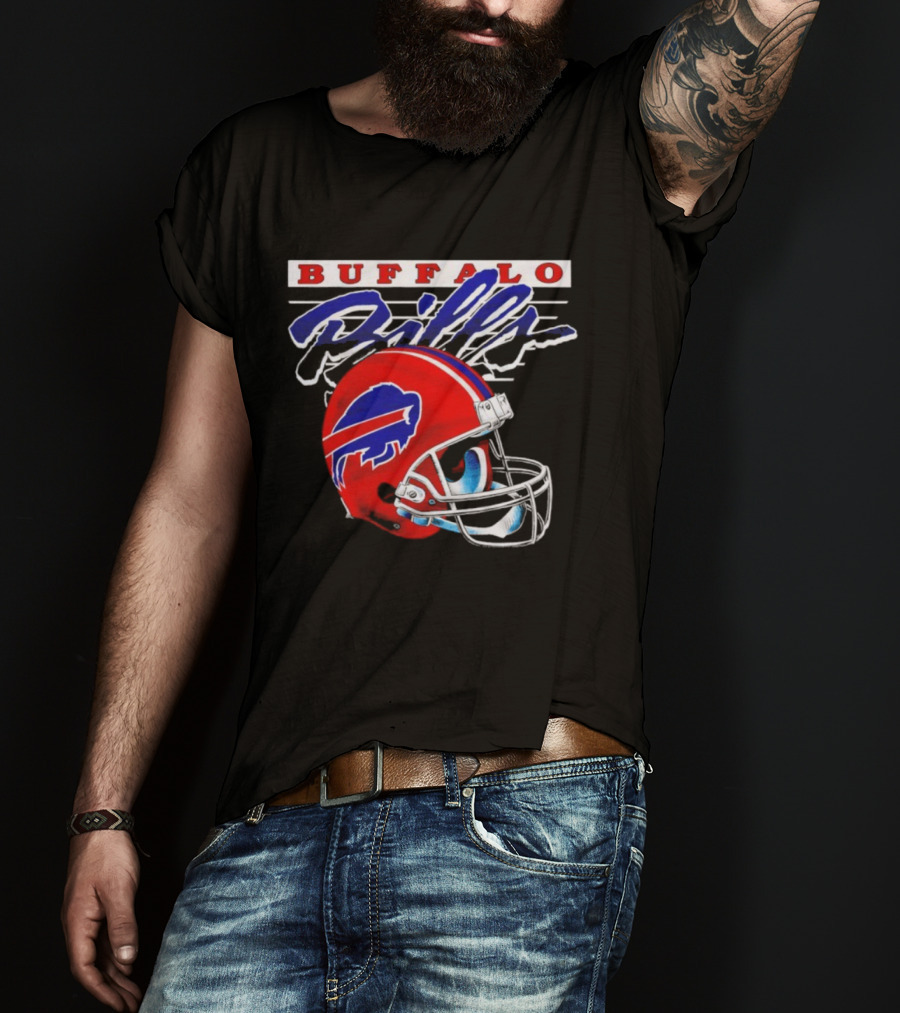 Buffalo Bills Gradient Alternate Helmet Team Title T-Shirt