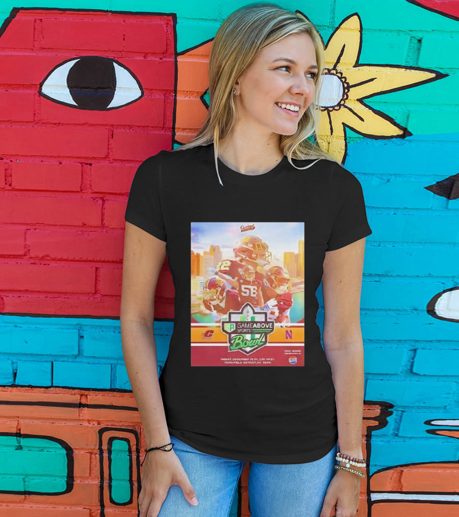 Central Michigan Vs Northwestern GameAbove Sports Bowl 2025 December 26th Ford Field Detroit ESPN T-Shirt