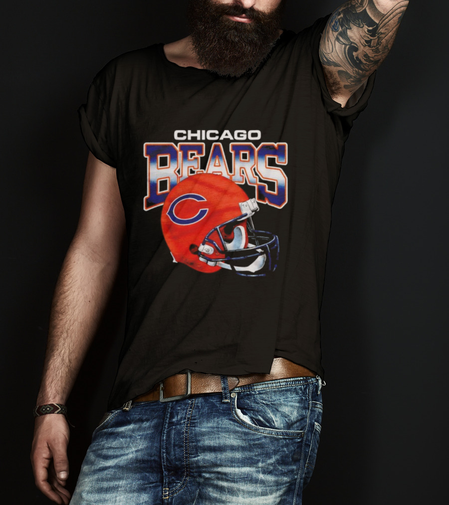 Chicago Bears Gradient Helmet Classic Team Spirit Gear T-Shirt