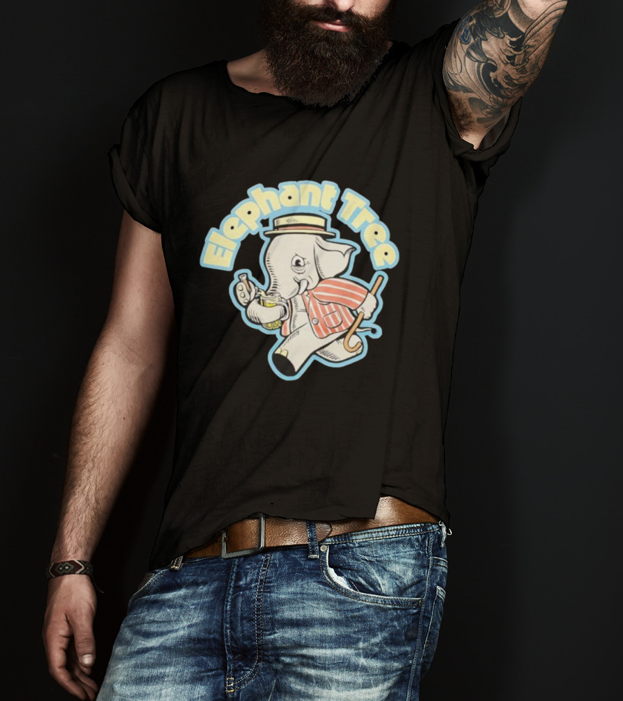 Elephant Tree Vintage Cartoon Style Elephant In Suit And Hat T-Shirt
