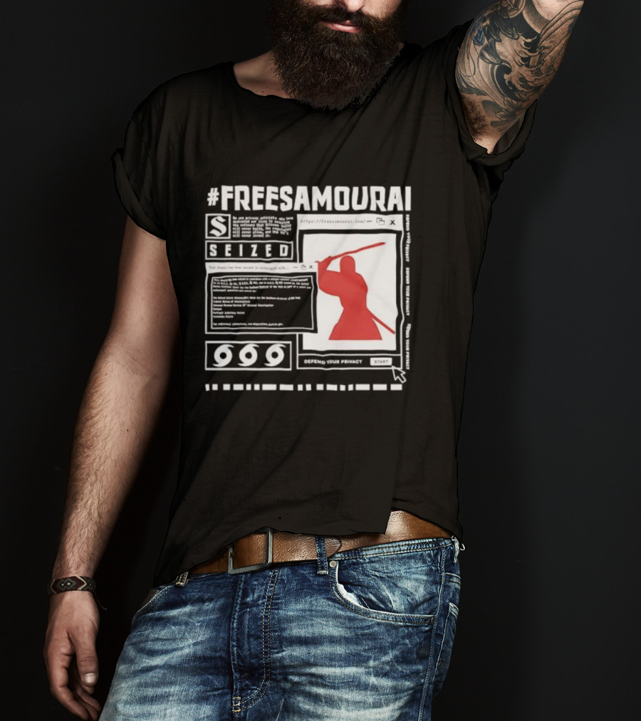 Free Samourai Seized Classic Japanese Warrior Silhouette T-Shirt