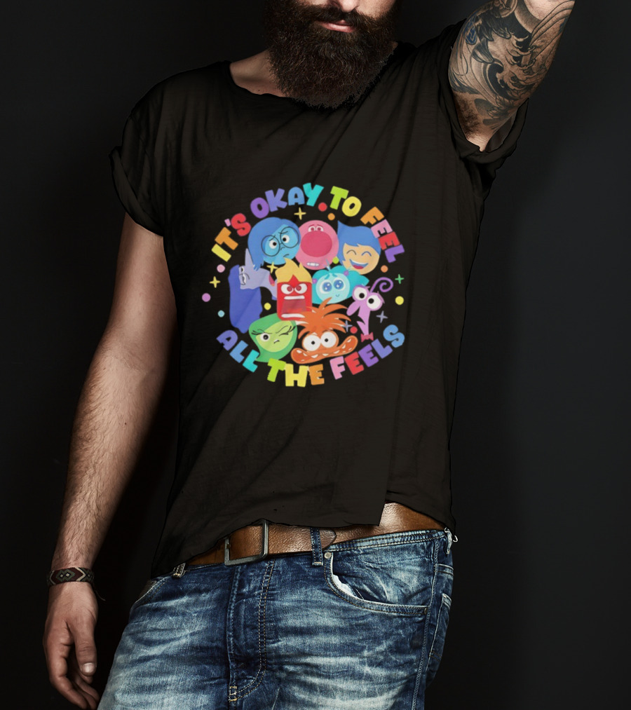 It's Okay To Feel All The Feels Rainbow Characters Circle T-Shirt