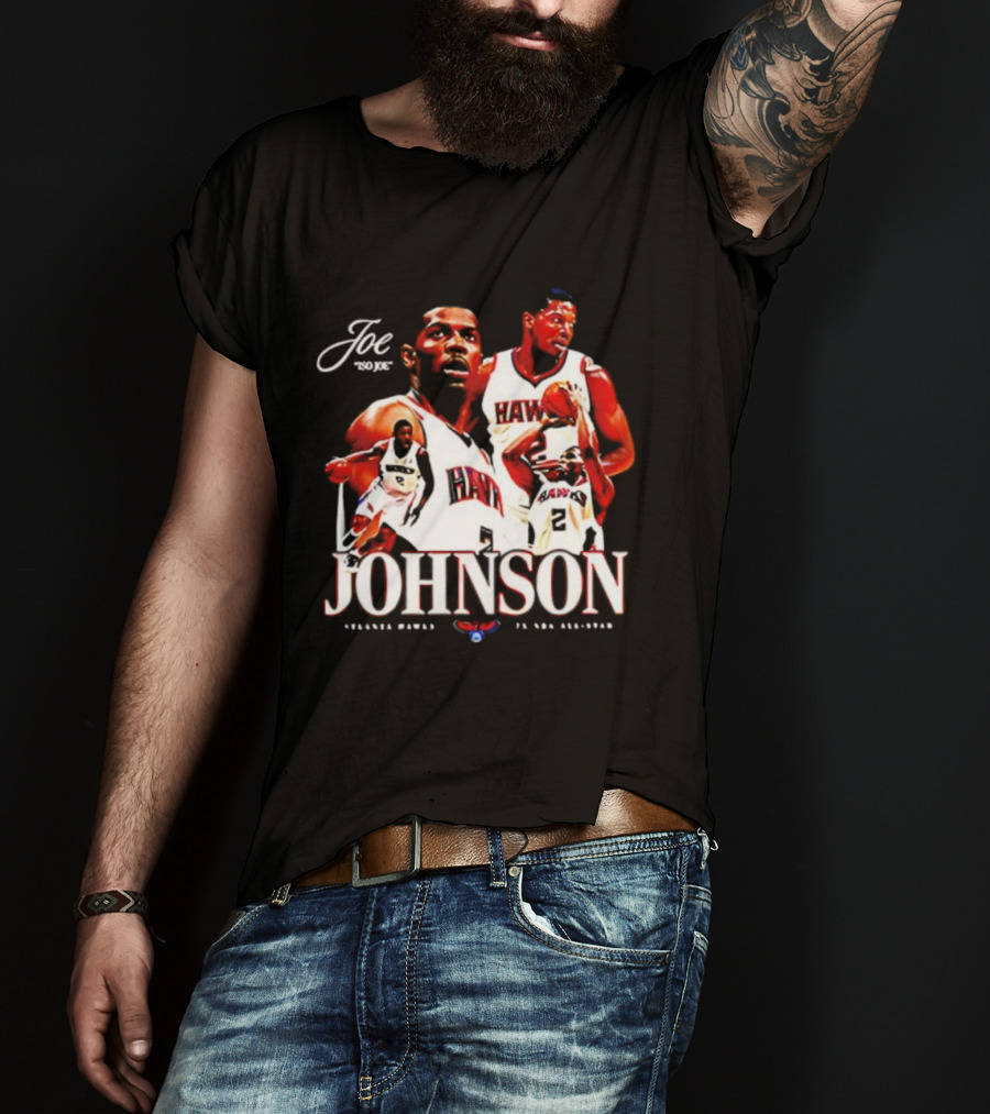 Joe Johnson Atlanta Hawks NBA Basketball Legend And All-Star Hawks Player Image T-Shirt