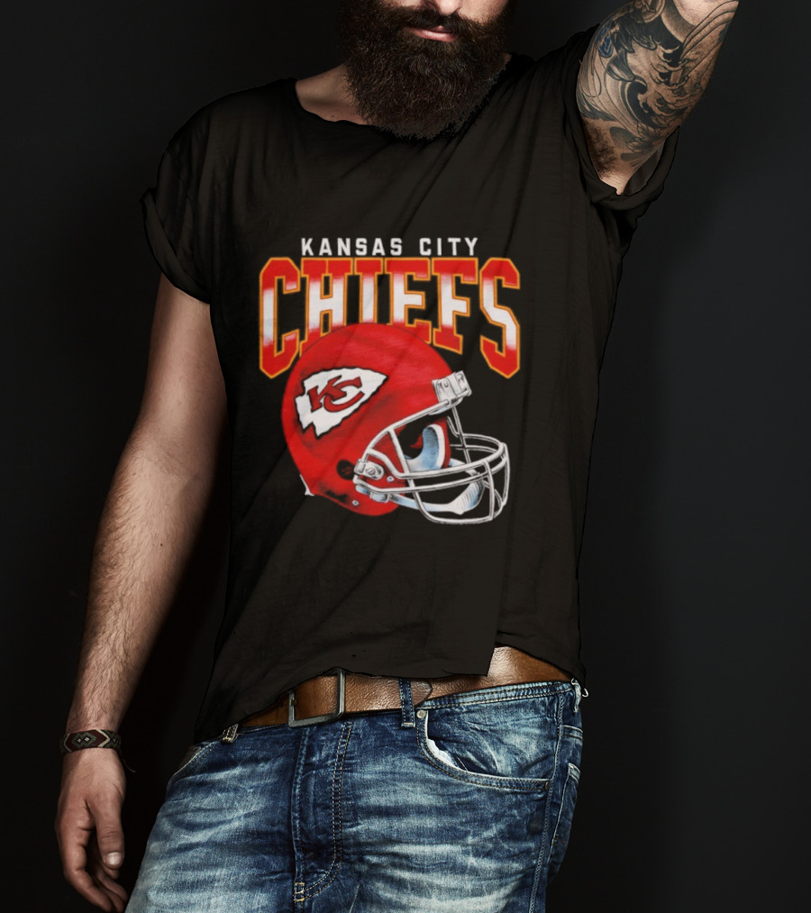 Kansas City Chiefs Red Helmet Gradient Football Icon Chiefs T-Shirt