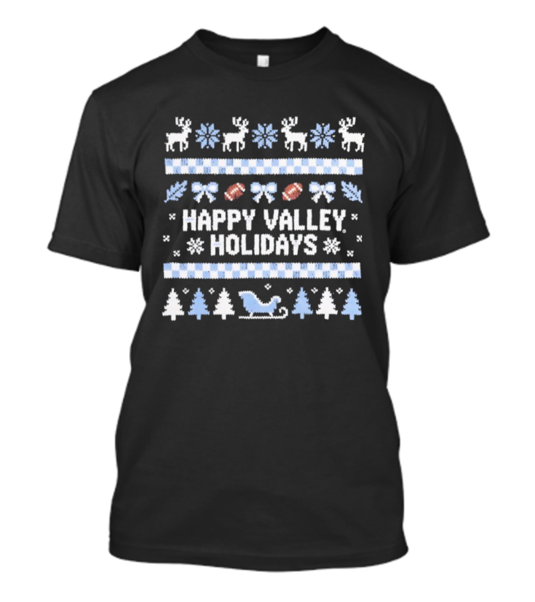 Penn State Happy Valley Holidays Christmas Reindeer Football Ornaments Snowflakes Trees T-Shirt