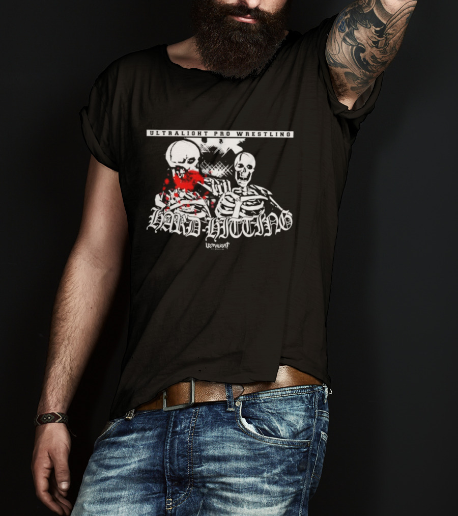 ULTRALIGHT Pro Wrestling Hard Hitting Skeletons Combat Scene T-Shirt