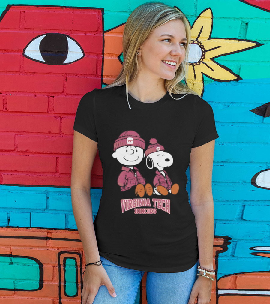 Virginia Tech Hokies Snoopy Charlie Brown Peanuts VT Collaboration T-Shirt