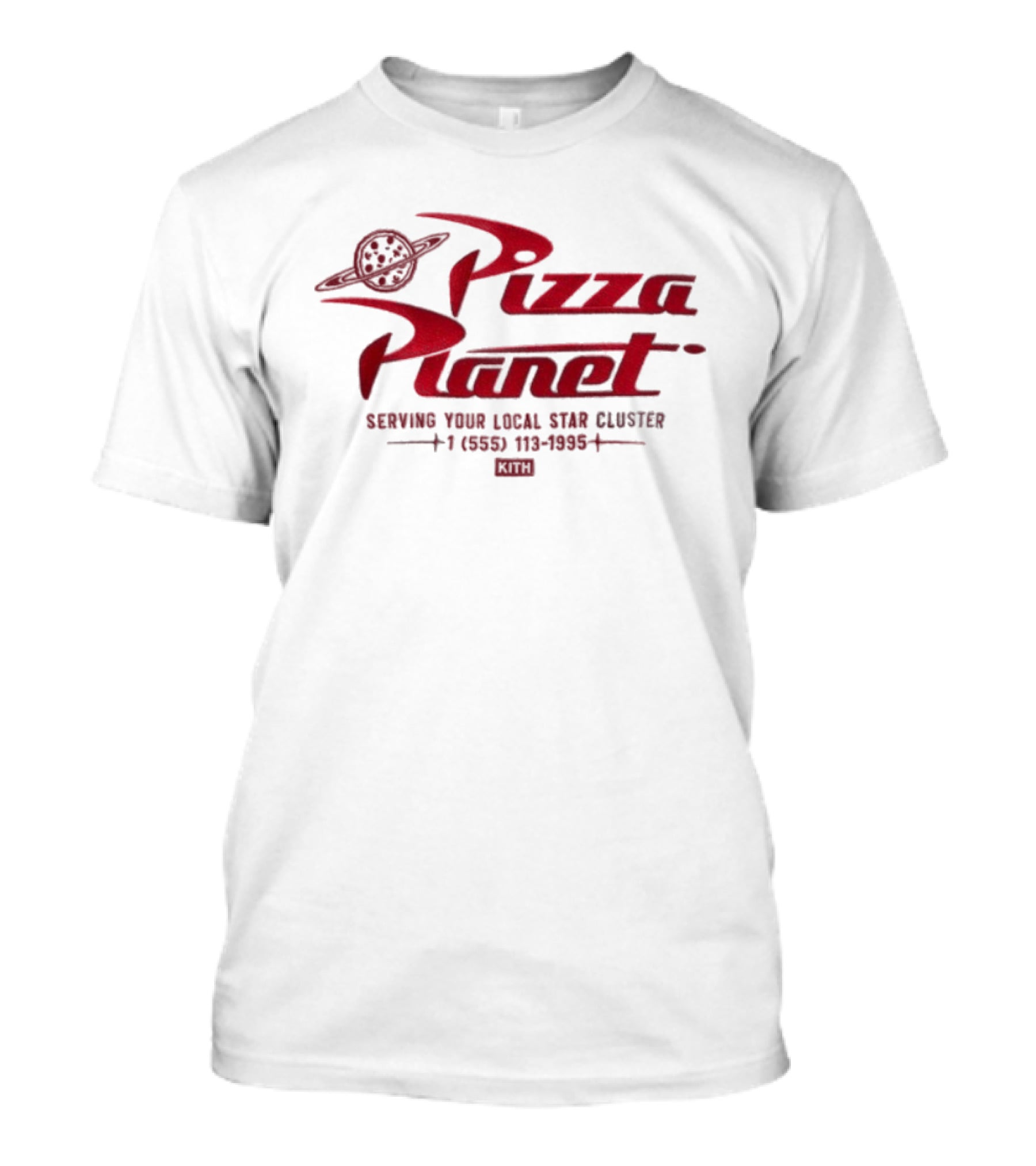 Disney Kith For Pixar Pizza Planet Nelson Leaving Your Local Star Cluster Call 771-8000 T-Shirt