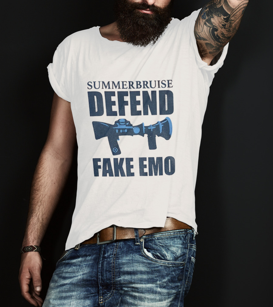 Summerbruise Defend Fake Emo Gun Graphic T-Shirt