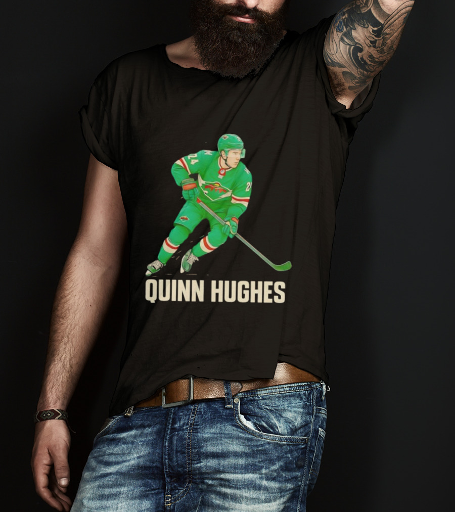 Quinn Hughes Minnesota Wild Hockey Skater T-Shirt