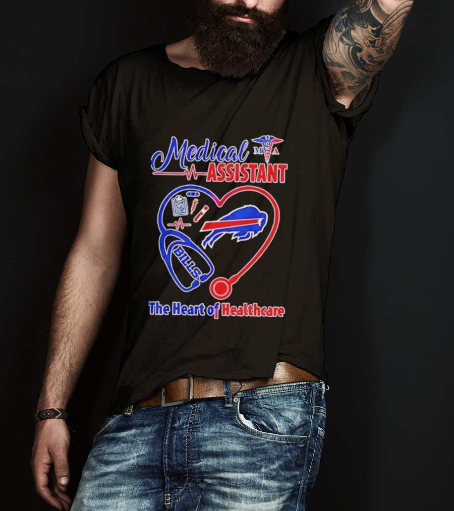 Buffalo Bills Stethoscope Medical Assistant Heart Of Healthcare T-Shirt