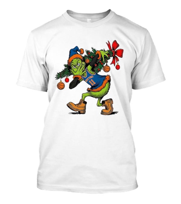 Grinch Knicks Jalen Brunson Christmas Heist Basketball Holiday T-Shirt