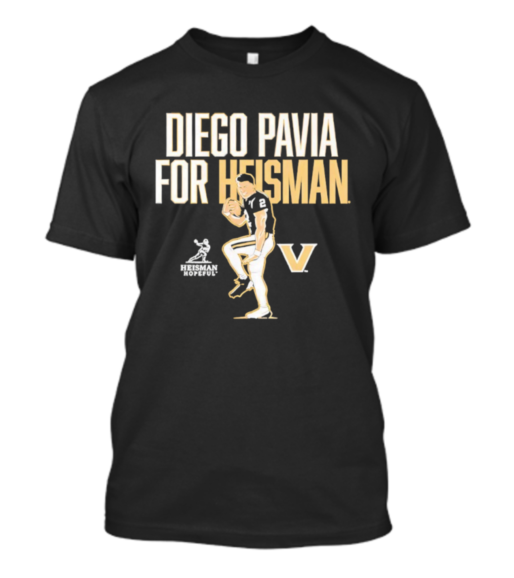 Diego Pavia For Heisman Vanderbilt Commodores Football V Logo T-Shirt