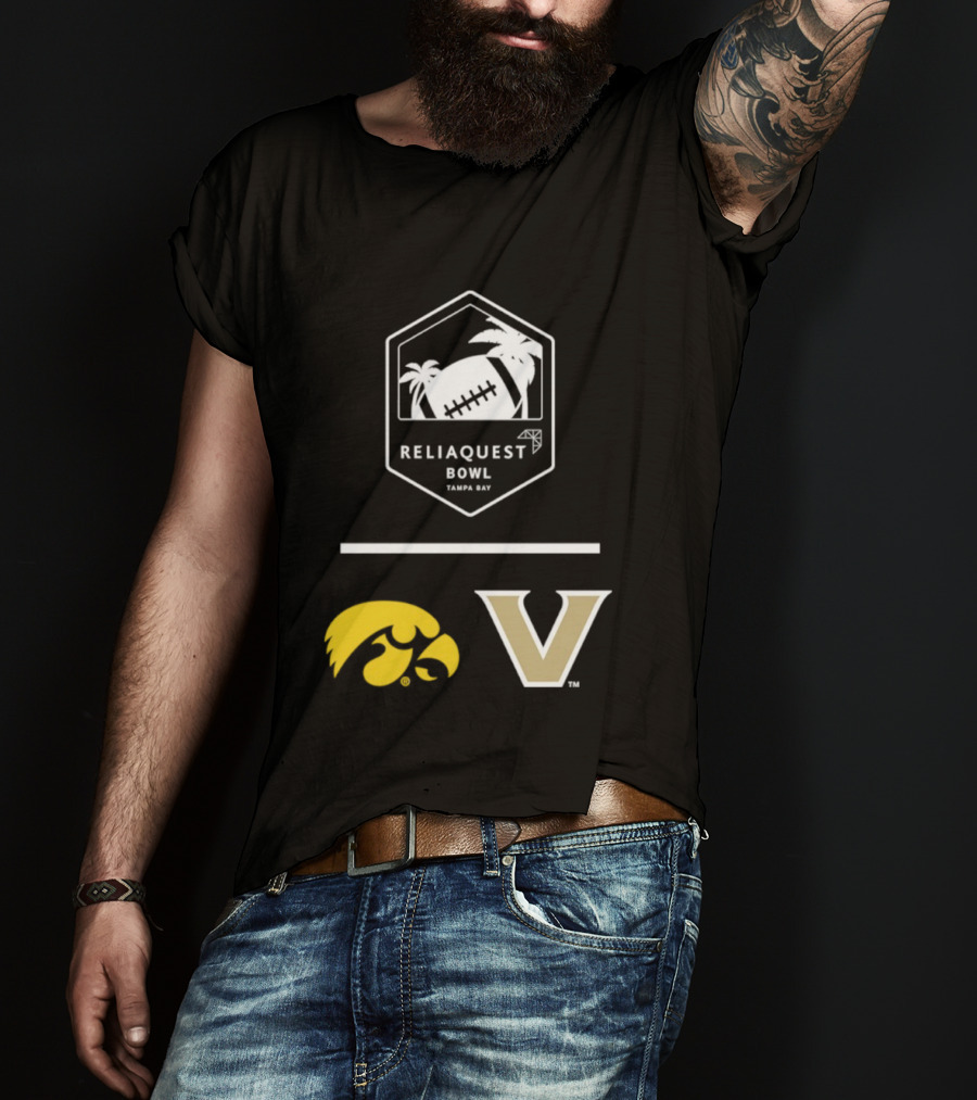 Iowa Hawkeyes Vanderbilt Commodores Reliaquest Bowl Tampa Bay Football Showdown T-Shirt