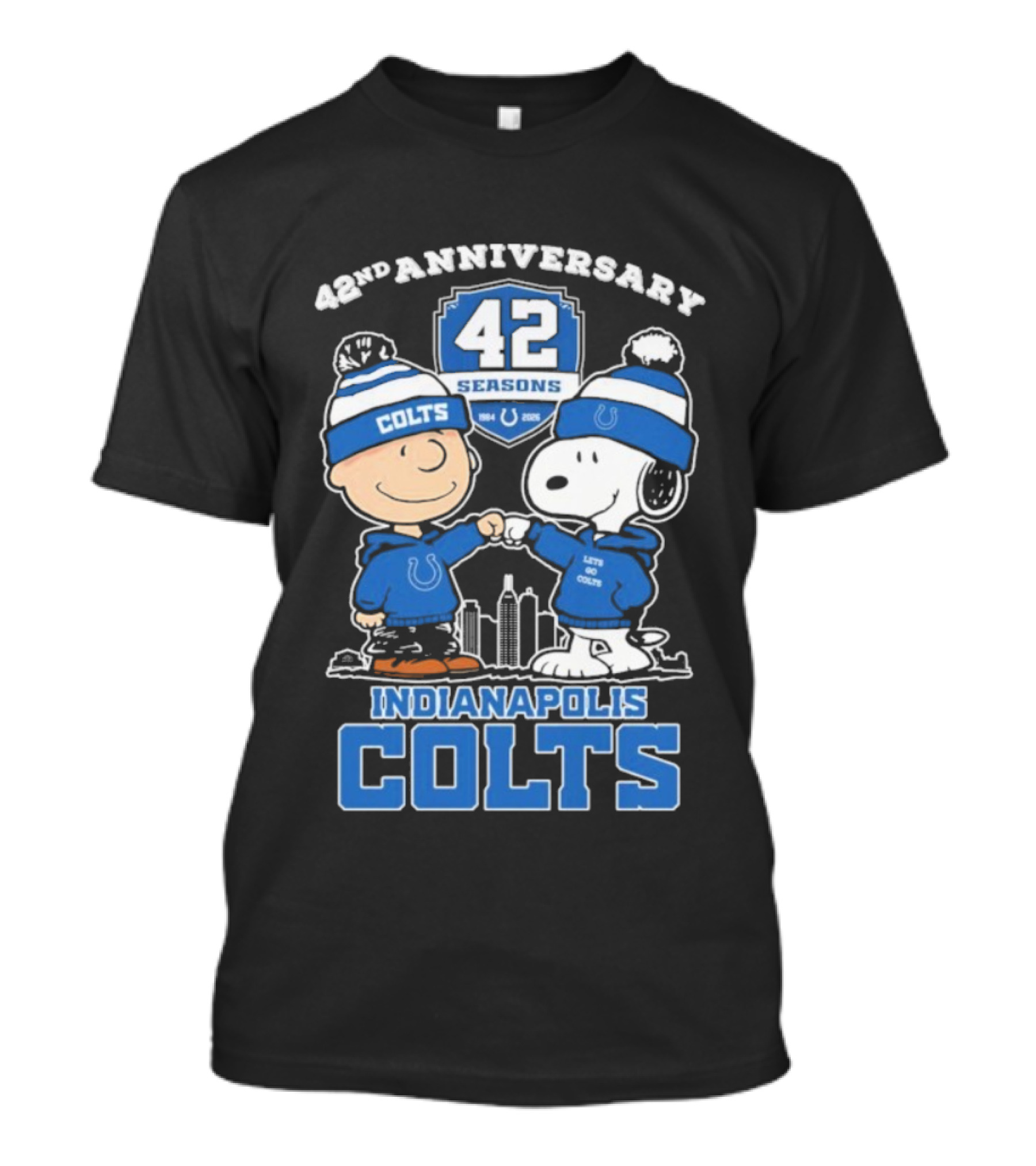 Snoopy Charlie Brown Indianapolis Colts 42nd Anniversary Seasons T-Shirt