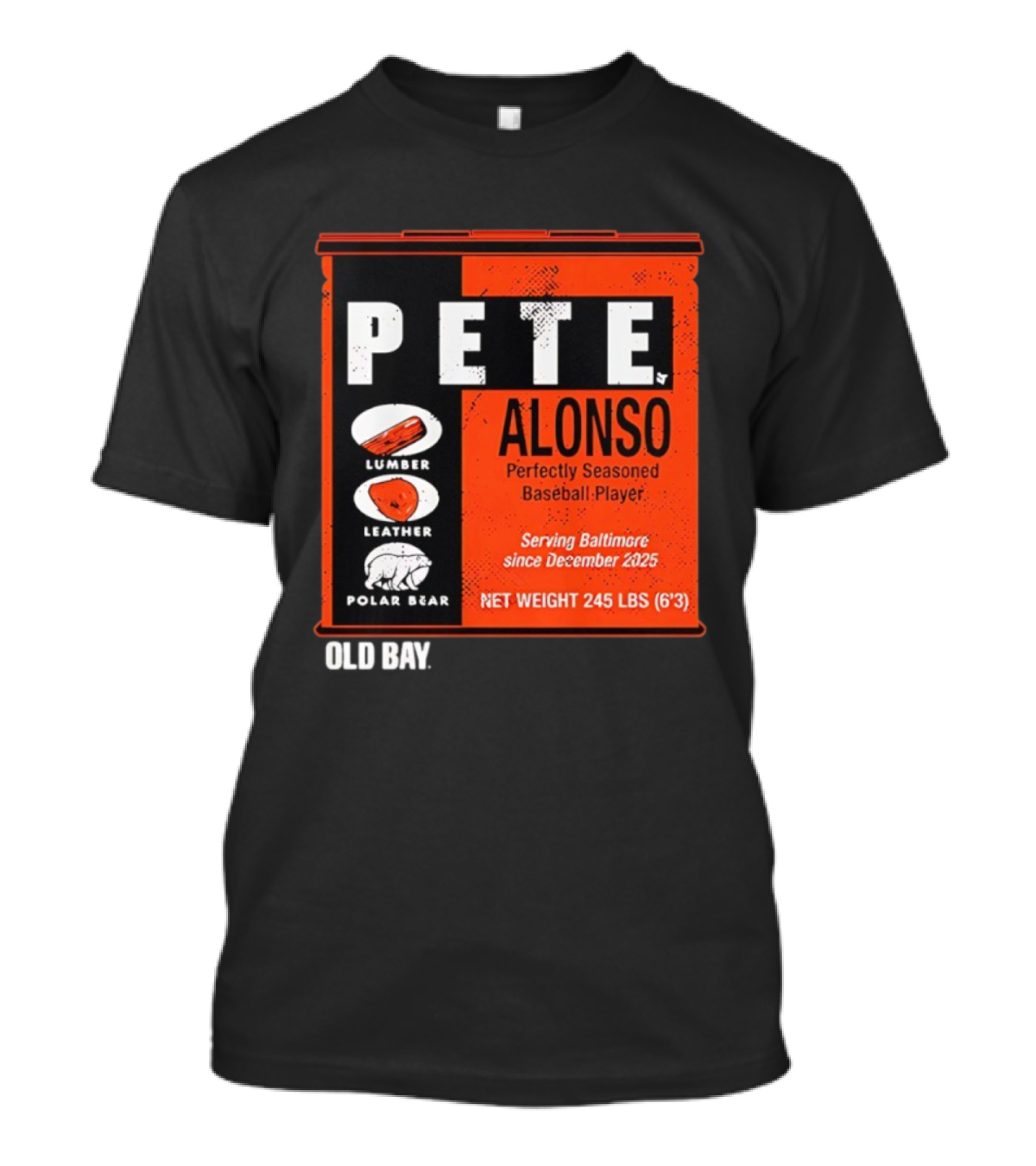 Pete Alonso Perfectly Seasoned Baseball Player Baltimore Old Bay Can Polar Bear T-Shirt