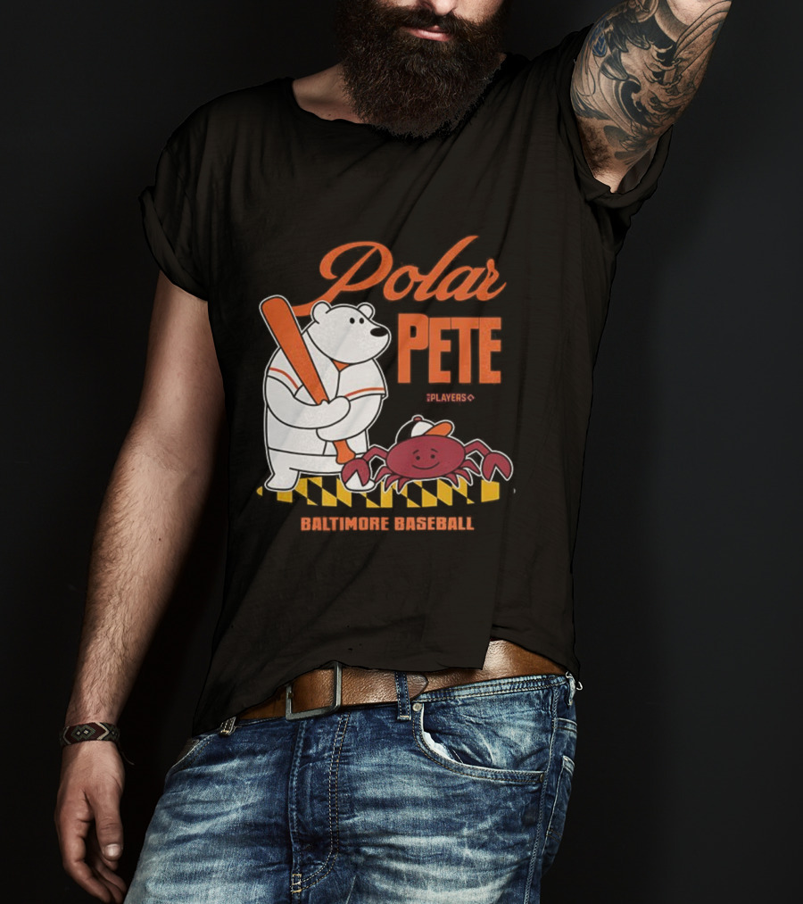 Polar Pete Players Baltimore Baseball Crab Bat Icon T-Shirt