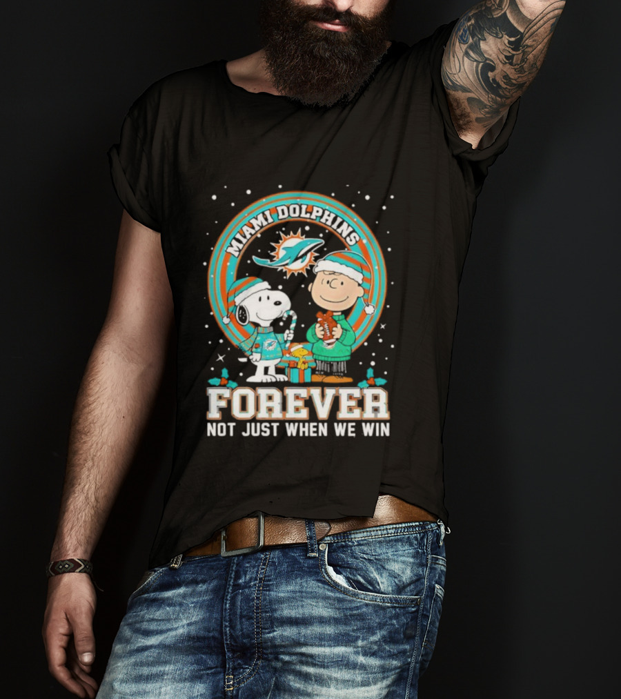 Peanuts Snoopy Miami Dolphins Christmas Forever Not Just When We Win T-Shirt