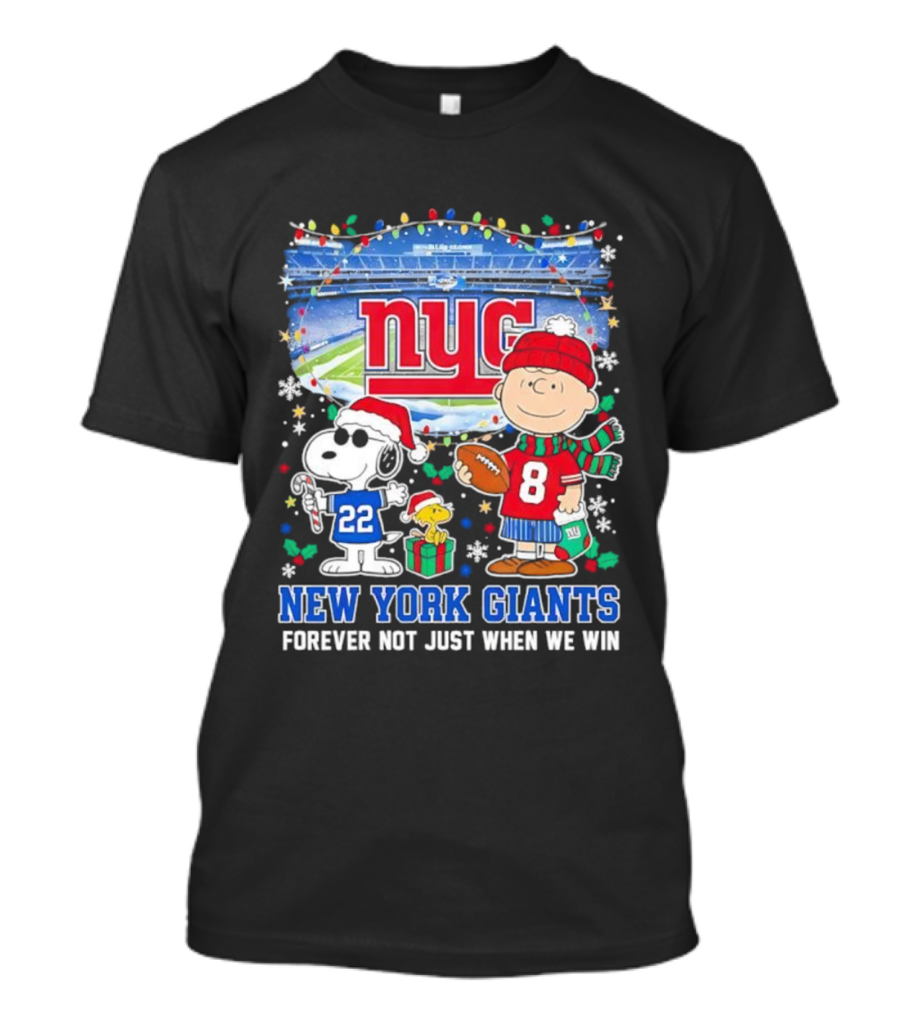 NYC Peanuts Snoopy Christmas New York Giants Forever Not Just When We Win T-Shirt
